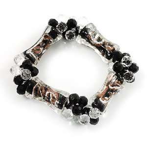  Black Candy Glass Bead Flex Bracelet Jewelry