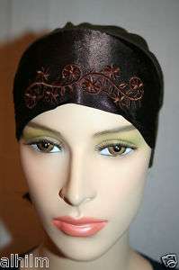 Satin UnderScarf Bonnet Cap Hijab Hejab Hat Embroidery  