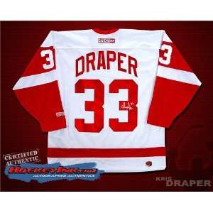 Kris Draper Autographed/Hand Signed Red Wings White CCM Replica Jersey 