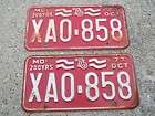 XA0 858 MO 200 Yrs 76 Missouri OCT 1977 License Plate 