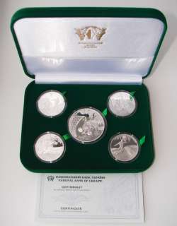 Ukraine   Set of 5 Silver Coins, 5 Hryven 2011 PROOF, Football EURO 