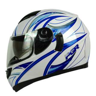 PGR Kraken White Blue Dual Visor Motorcycle Full Face Helmet DOT 