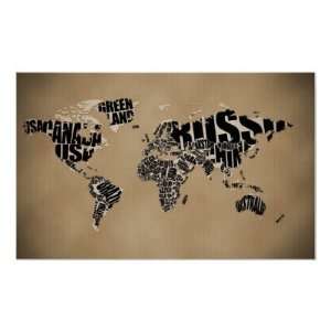  Typographic World Map Posters