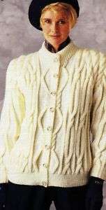 Vintage Knitting Pattern Ladies ARAN Jacket 32 to 40  