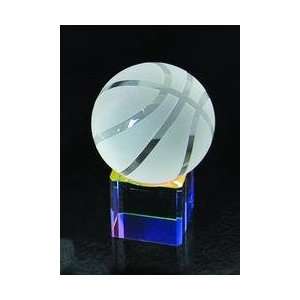 Award C252    Basketball w/Rainbow Base Optical Crystal Award/Trophy 