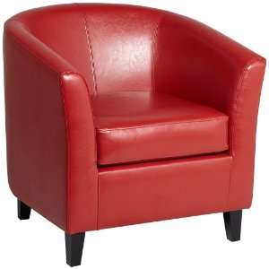  Melrose Red Recast Leather Tub Chair