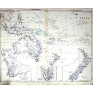   Tasmania Gilbert Fiji Johnston Antique Map C1860