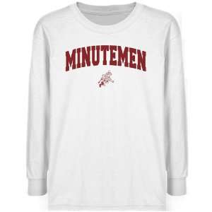  UMass Minutemen Youth White Logo Arch T shirt Sports 