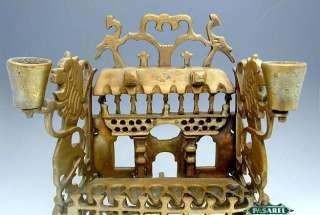 Rare Antique Brass Hanukkah Lamp Menorah, Poland, C1900  