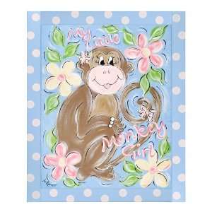  Happy Monkey Girl Canvas Reproduction