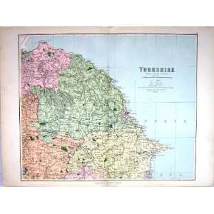   Map England 1885 Yorkshire Scarborough Whitby Filey