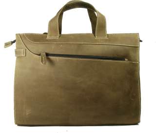 Mens Full Grain Leather Briefcase Messenger Laptop Bag  