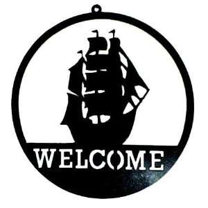  23 Pirate Ship Metal Welcome Sign