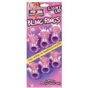  Bachelorette Party Light Up Rings   Set of 6 Health 