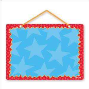 Red and Blue Stars Magnetic Metal Hanging Memo Board with Ribbon Wall 
