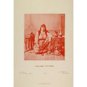  1897 Print Turkish Singer Woman Costume Hookah RARE 