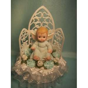  Boy Angel Christening Baby Shower Cake Top with Dove All 