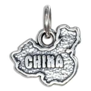  Sterling Silver China Map Charm. Jewelry