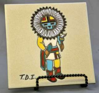 Cleo Teissedre Designs Sun/Tawa Kachina 6 Art Tile Coaster/Trivet 