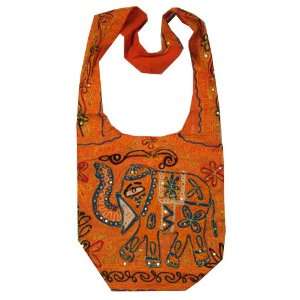   Cotton Elephant Embroidery Bohemian / Hippie Sling Crossbody Bag India
