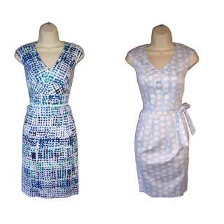 CALVIN KLEIN Blue White Cotton Spandex Versatile Spring Dress 2 4 6 8 