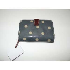  Blue and White Polka Dot Womens Folded Zip Wallet 