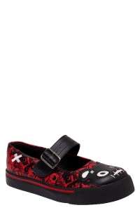 TUK T.U.K. Red & Black Scary Teddy Mary Jane Shoes 7  