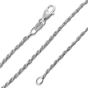 925 Silver Italian 1.5mm Diamond Cut Rope Chain 30 