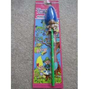 Treasure Troll Pencil with Blue Hair. black leaded pencil with 