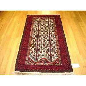  3x6 Hand Knotted Baluch Persian Rug   63x33