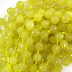  12mm faceted yellow jade round beads 7.5 strand