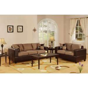 2PC Modern Style Sofa Set With Sofa And Love Seat In Saddle Microfiber 