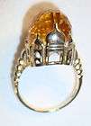 Taj Mahal Ring Citrine Size 9 10K Yellow Gold Bright Yellow Round 