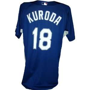  Hiroki Kuroda #18 2008 Dodgers Game Used Blue Batting 