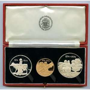   Iceland, 1100 Anniversary of 1st Settlement Gold and Silver Proofset