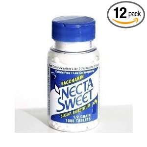 Necta Sweet Saccharin Tablets, 1/2 Grain, 1000 Tablet Bottle (Pack of 