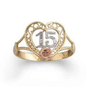  10k Tri Colored Gold 15 Rose Ring Jewelry