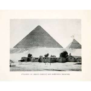 1923 Print Pyramid Cheops Khufu Khephren Khafre Giza Necropolis Egypt 