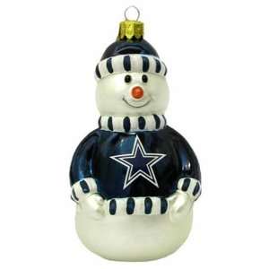  Dallas Cowboys Blown Glass Snowman Christmas Tree Ornament 