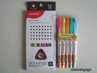   Fluorescent Highlighter set of 5 +12 pcs of Triangular Pencils Set