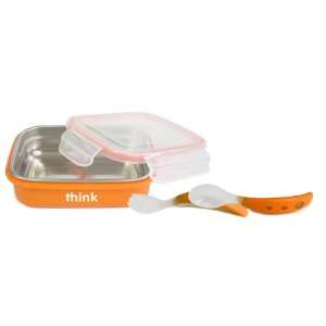   Free Fork & Spoon Set and thinkbaby BPA Free Bento Box, Orange Baby