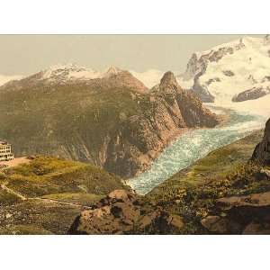 Vintage Travel Poster   Monte Rosa and Hotel Schwarzsee Valais Alps of 