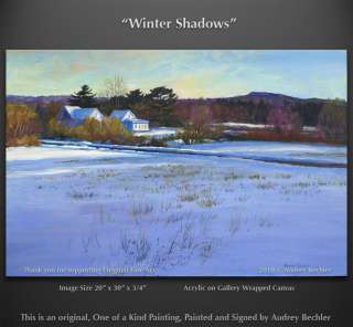 Maine Farm Winter Shadows Landscape Painting Bechler  
