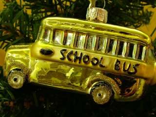 New Midwest Glass Yellow School Bus Christmas Tree Ornament  