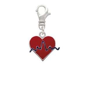  Red Heart with Rhythm Line Clip On Charm [Jewelry 