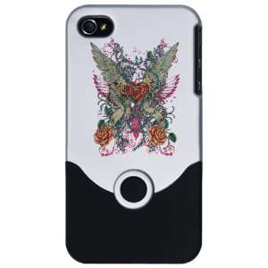  iPhone 4 or 4S Slider Case Silver Heart Wings Everything 