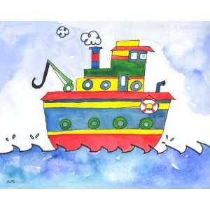  Lailas Red Tugboat by Serena Bowman 10 by 10, 2 Inch 