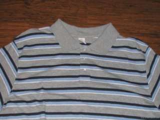 NEW Mens OPEN TRAILS Casual Blue Grey Black Stripe Polo Shirt XXL 2XL 