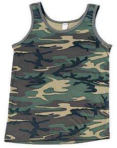 WOODLAND CAMOUFLAGE TANK TOP Poly/Cotton S 3XL  