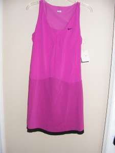 New $100 NIKE hot pink black tank tennis dress S 2 4 6  